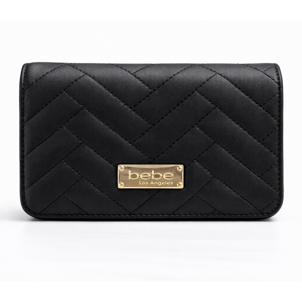 Bebe Sophia Crossbody Small Black Quilted Chevron Bag 5231 NEW